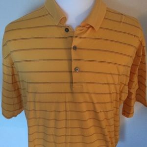 🟢NICK PRICE Polo Golf Shirt Yellow w/ stripes XL